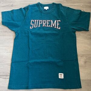Supreme Teal Crewneck Tee with White Label